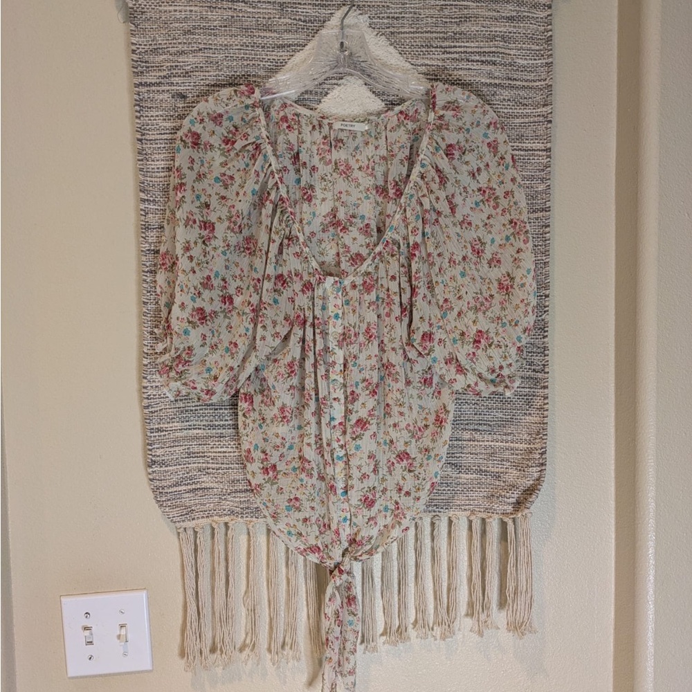 Boho Cottagecore Poetry Floral Puff Sleeve Blouse